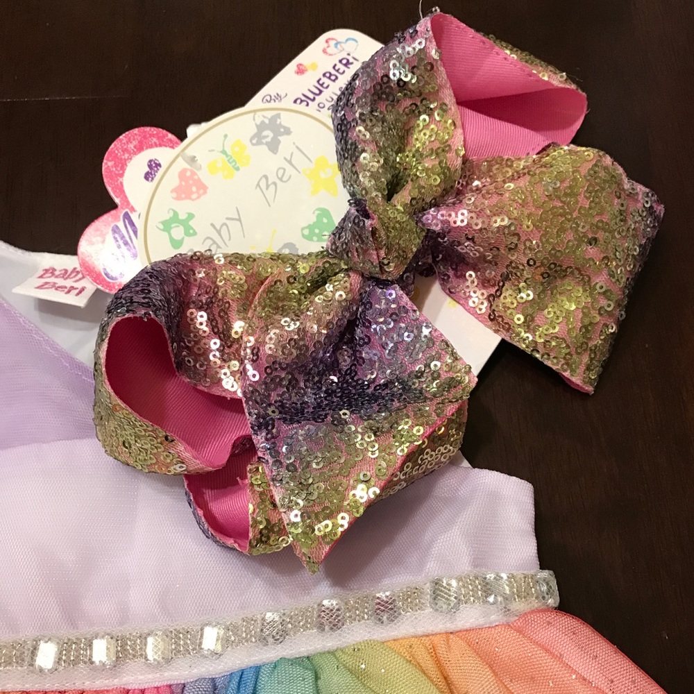 Sold 🚫 Rainbow Dress and Bow Set 💛💚💙💜❤️ - Picture 2 of 6